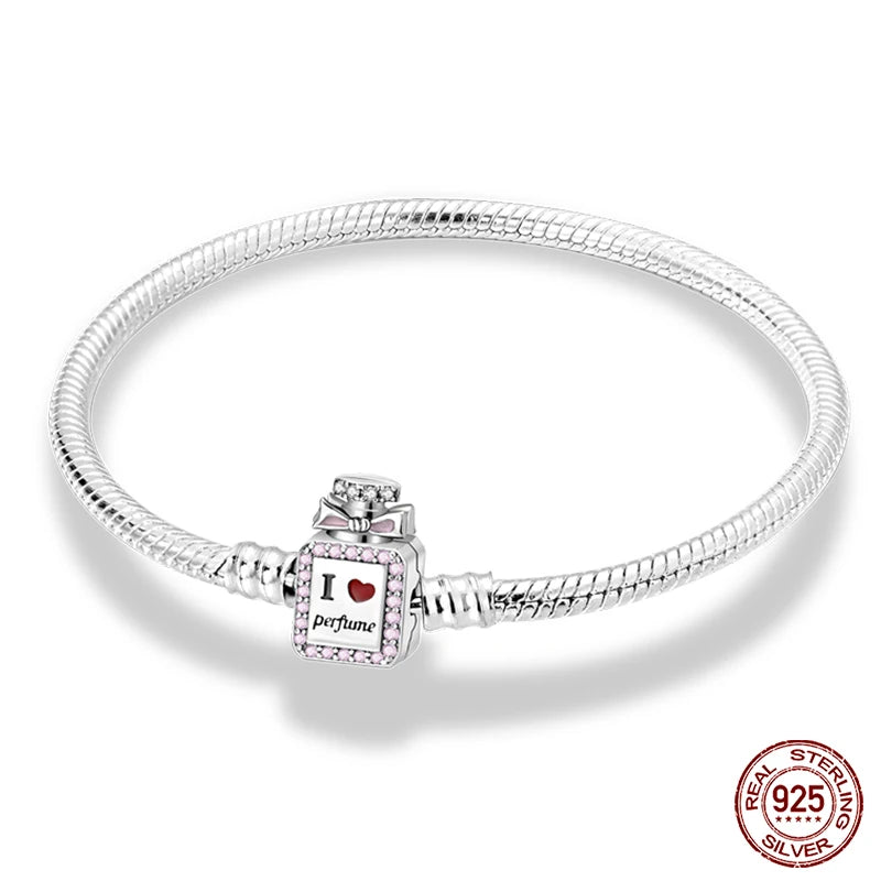 Bracelet Silver 925 Original 17-20CM Star Moon Sun Four Leaf Clover Green Zircon Bracelets