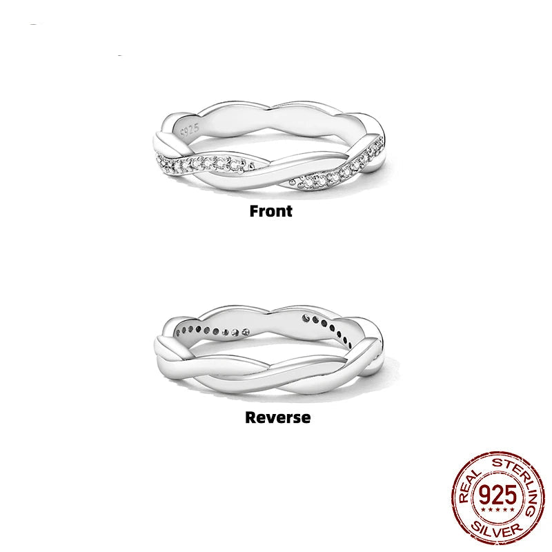 925 Sterling Silver Simple Twisted Ring 14K Gold