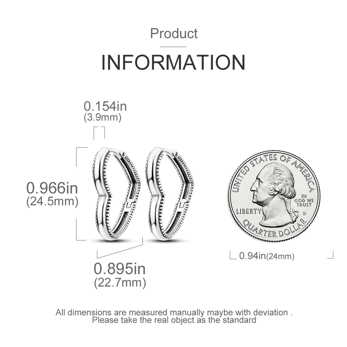 925 Silver Hoop Earrings  For Woman