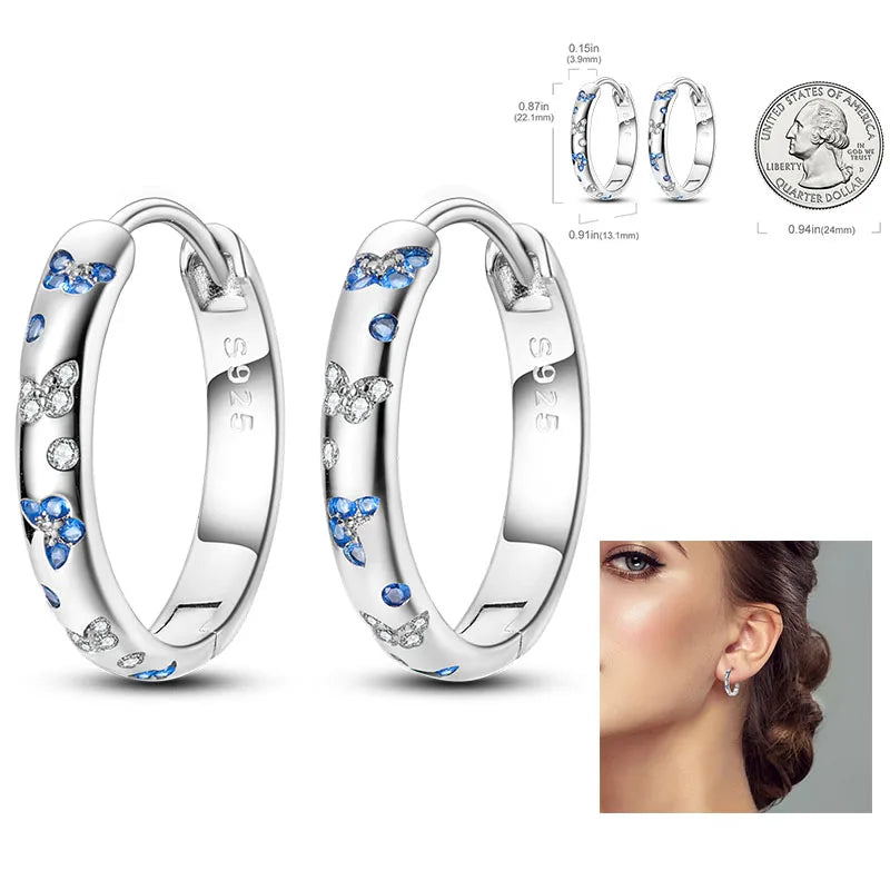 925 Silver Hoop Earrings  For Woman